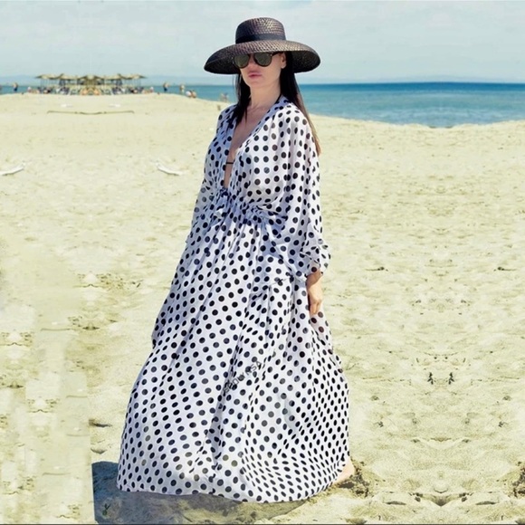 Elegant Polka Dot Swimsuit Coverup Dress - Picture 9 of 9